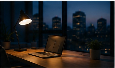 A business owner working at a desk in the office